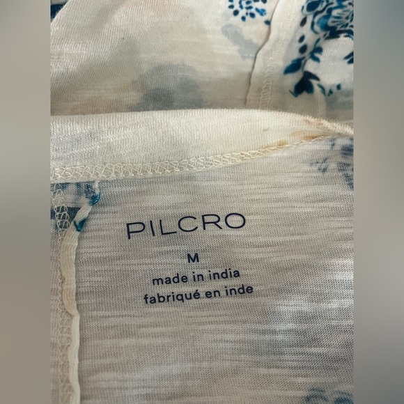 Pilcro Anthropologie Watercolor Paisley Floral Raw Seamed 100% Cotton Tee sz M - Picture 10 of 10